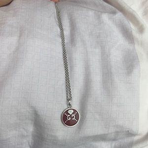 Gucci interlocking G Round Red Charm Necklace